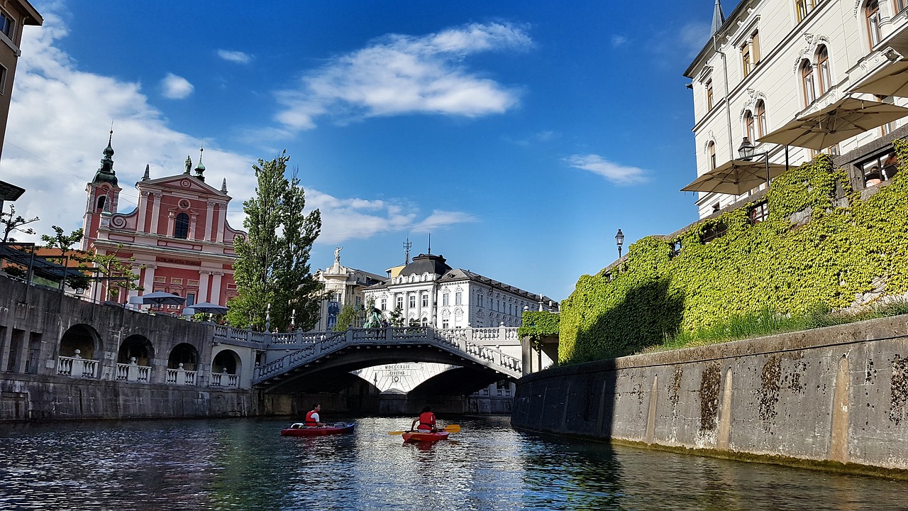kayaking is a top thing to do though Ljubljana's old town, and on every Ljubljana travel guide