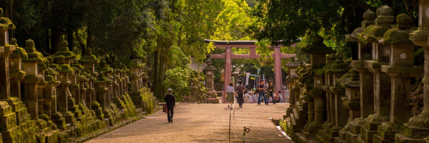The temples of Nara, Japan at sunset